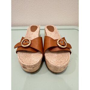 See By Chloe Viviane Womens Brown Leather Slip-On Platform Slide Sandals Size 39